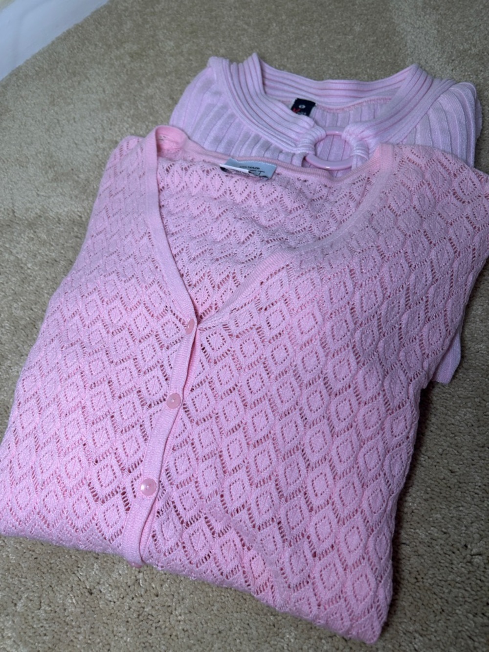 LOFT Cotton Candy Pink light cardigan set
